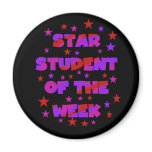 Pink and Purple Star Student of Week Fridge Magnet