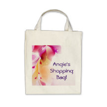 Pink and purple tropical flower with golden leaves bags