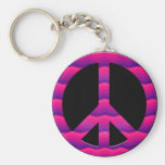 PINK AND PURPLE WAVES PEACE SIGN KEYCHAIN