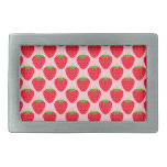 Pink and Red Strawberry Pattern. Rectangular Belt Buckle