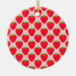 Pink and Red Strawberry Pattern. Ornament