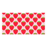 Pink and Red Strawberry Pattern. Photo Greeting Card
