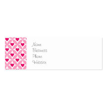 Pink and Red Valentine's Day Hearts Pattern Business Card Templates