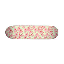 Pink and Red Vintage Floral Skate Deck