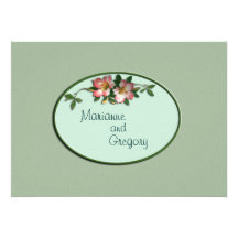 Pink and Sage Floral Wedding Invitation