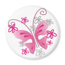 pink and silver butterfly fridge magnet