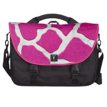 Pink and Silver Giraffe Laptop Messenger Bag