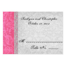 Pink and Silver Table Place Card - Wedding Party Business Cards