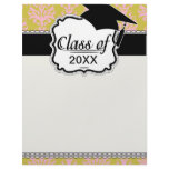 pink and spring green damask graduation letterhead