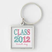Pink and Teal Blue Markers Class of 2012 Key Chains