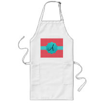 Pink and turquoise roses monogram aprons