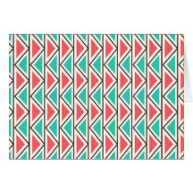 Pink and Turquoise Triangle Aztec Tribal Pattern Greeting Cards