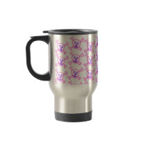 Pink and Violet Skull and Crossbones - Travel Mug