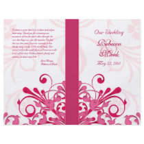 Pink and White Abstract Floral Wedding Program