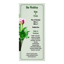 Pink and White Calla Lilies Wedding Program Custom Rack Card