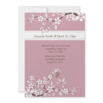 Pink and White Cherry Blossoms Post Wedding Personalized Announcements