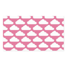 Pink and White Cloud Pattern Business Card Template