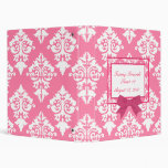 Pink and white damask Binder