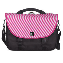Pink and White Diagonal Stripes Laptop Bag