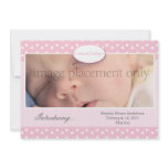Pink and White Dots Horizontal Birth Announcement