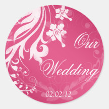 Pink and White Floral Wedding Stickers