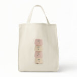 pink and white funny marshmallow characters bag