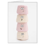 pink and white funny marshmallow characters card