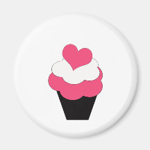 Pink and White Heart Cupcake Magnet