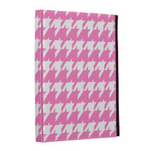 Pink and white houndstooth iPad folio covers