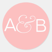 PINK AND WHITE INITIALS STICKER SEAL