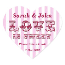Pink and white Love is sweet Candy Buffet Sticker