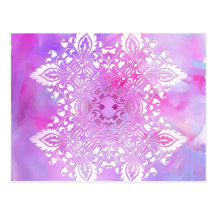Pink and White Ornate Design Post Card