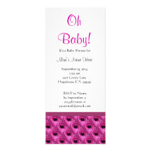 Pink and White Peacock Feathers Baby Shower Custom Invites