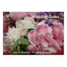 Pink and White Peonies Reception Table cards Business Cards