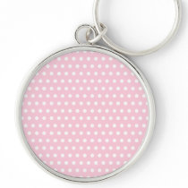 Pink and White Polka Dot Pattern. Spotty. Key Chain