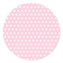 Pink and White Polka Dot Pattern. Spotty. Round Stickers