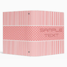Pink and White Polka Dots and Stripes Binder
