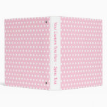 Pink and White Polka Dots Pattern. 3 Ring Binder