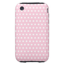 Pink and White Polka Dots Pattern. Tough iPhone 3 Cases