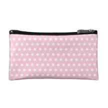 Pink and White Polka Dots Pattern. Cosmetic Bags