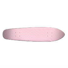 Pink and White Polka Dots Pattern. Skate Board