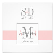 Pink and White Save the Date Wedding Announcement