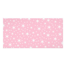 Pink and White Star Pattern. Personalized Photo Card