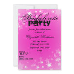 Pink and White Stars Bachelorette Party Invitation