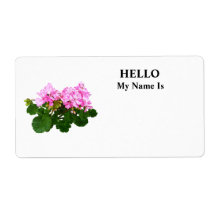 Pink and White Striped Geraniums Shipping Label