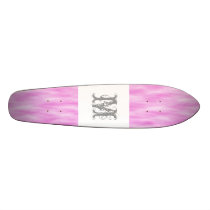 Pink and White Wavy Pattern. Skate Decks