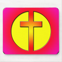 PINK AND YELLOW CROSS MOUSE PADS