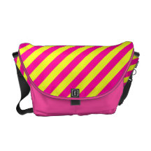 Pink and Yellow Diagonal Stripes Messenger Bags
