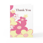 Pink  and Yellow Flowers Thank You Card