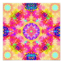 Pink and Yellow Kaleidoscope Fractal Photo Print